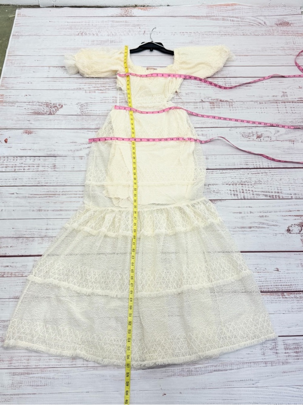 Skylar Rose Size Small Cream Lace off-shoulder Tiered Maxi Dress - Picture 12 of 16
